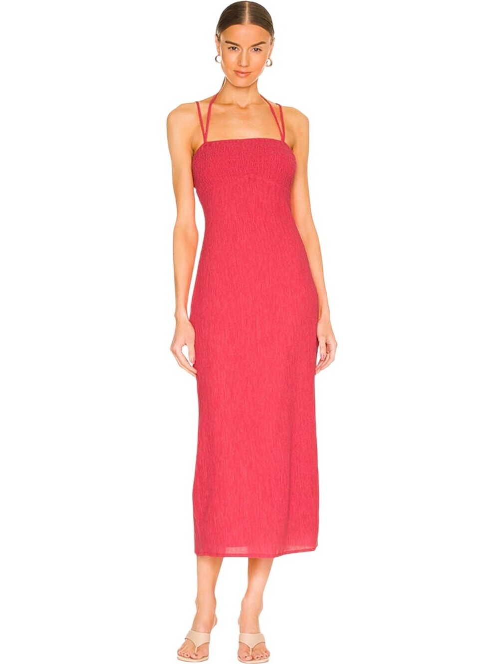 Revolve House of Harlow Andros Coral Pink‎ Smocked Maxi Dress Size Small